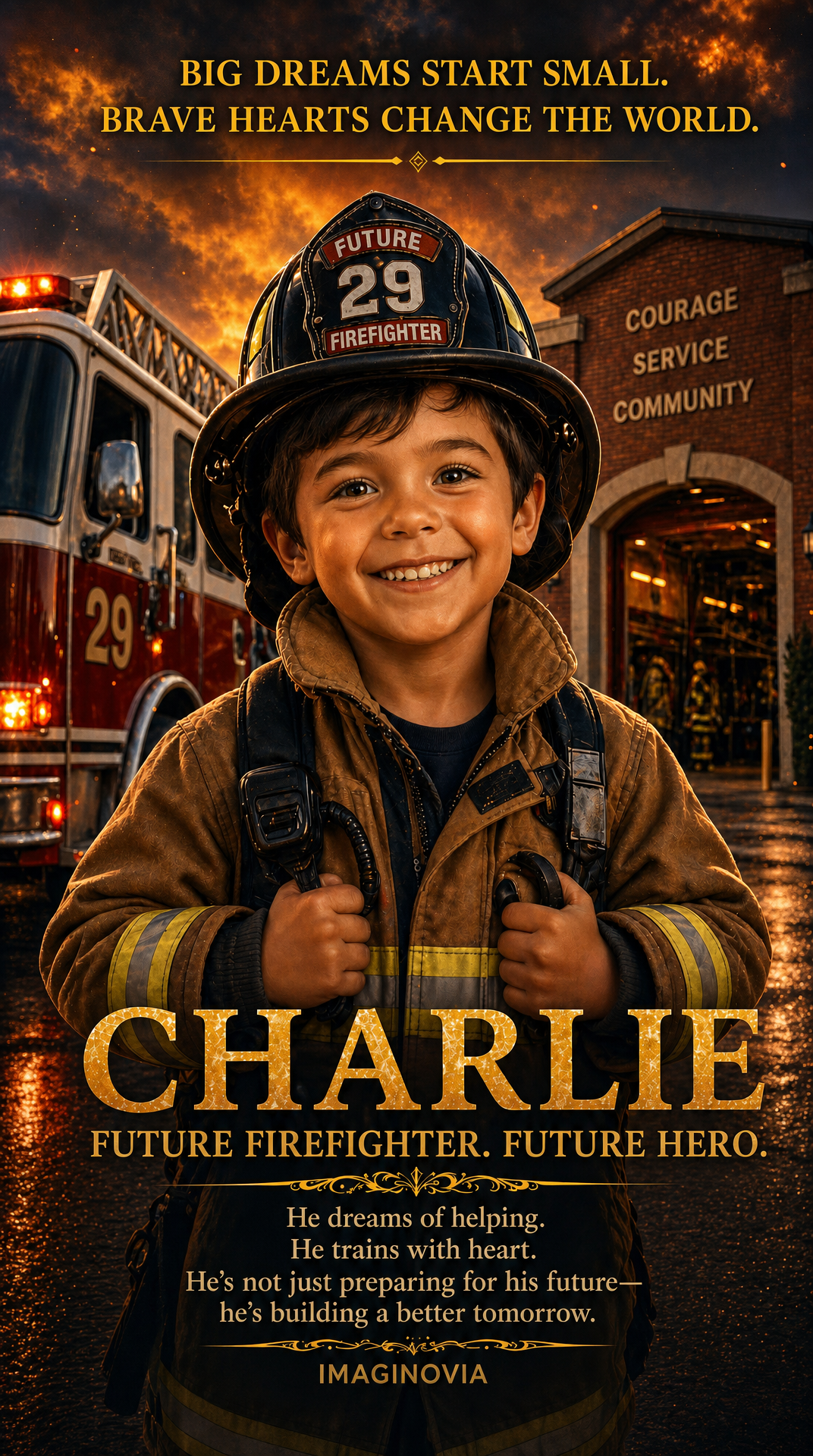 Life-Size - 40" x 28" Premium Personalized Fireman Portrait -Vibrant Colors-FREE US Shipping