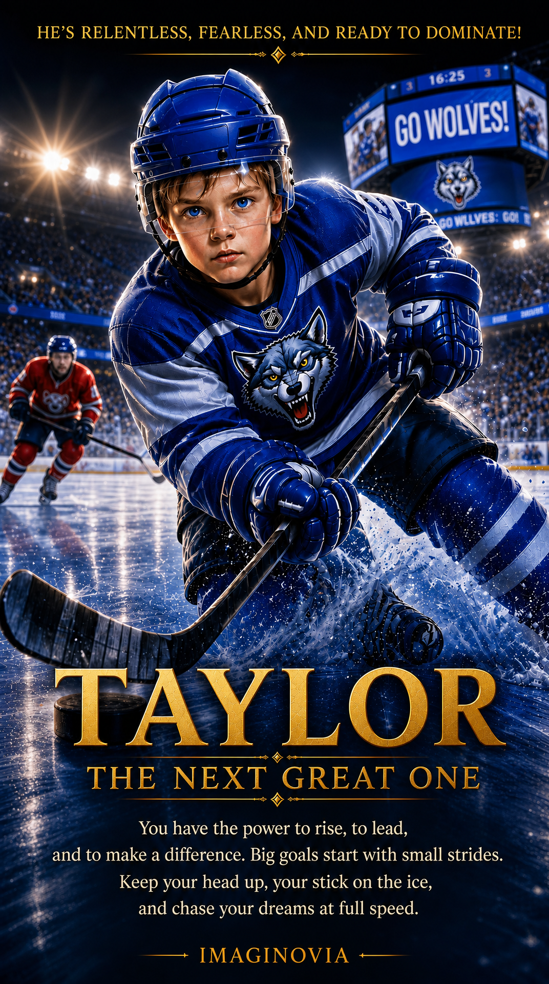 Life-Size - 40" x 28" Premium Personalized Boys Hockey Star Portrait -Vibrant Colors-FREE US Shipping