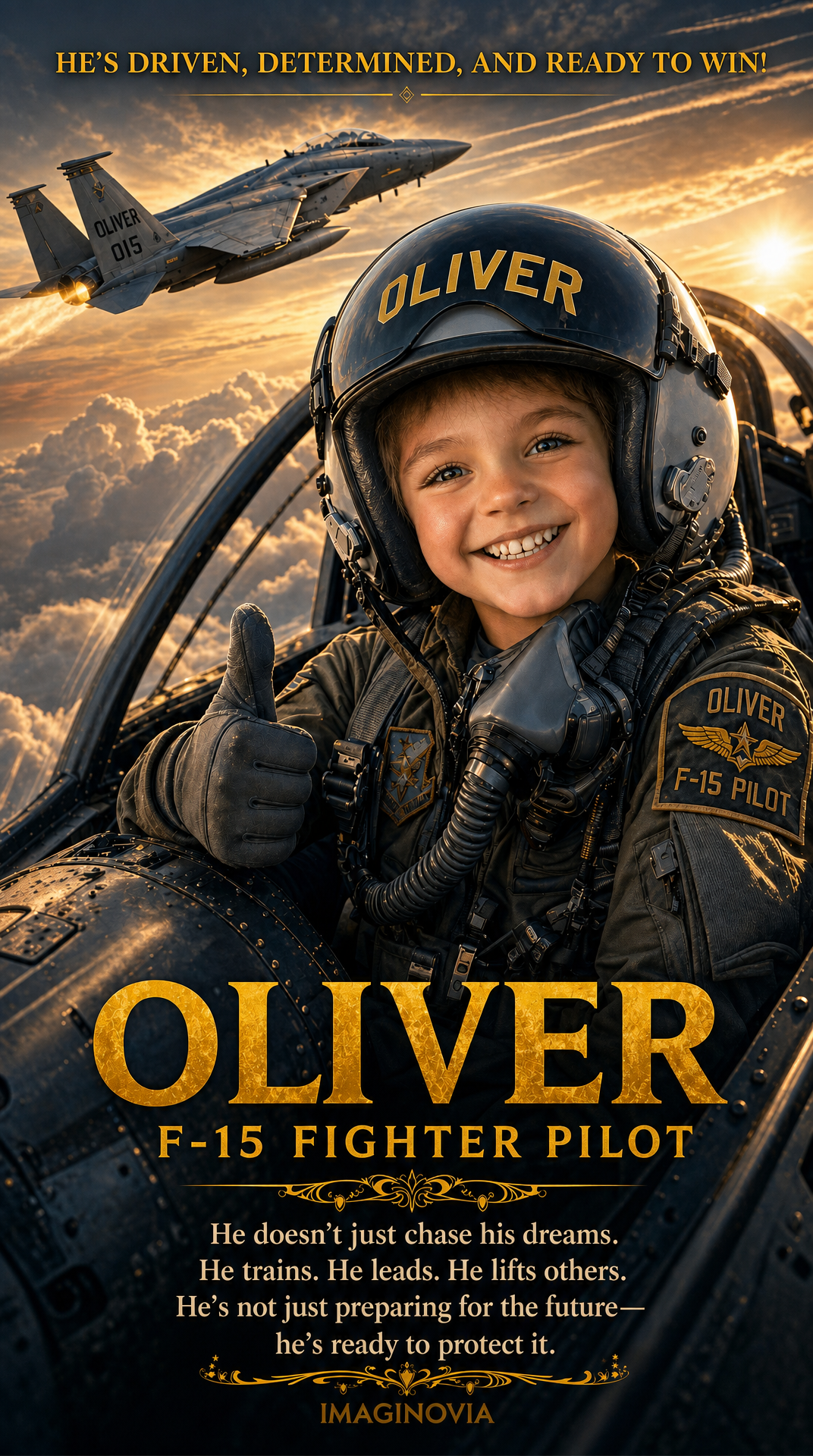 Life-Size - 40" x 28" Premium Personalized F-35 Pilot Portrait -Vibrant Colors-FREE US Shipping