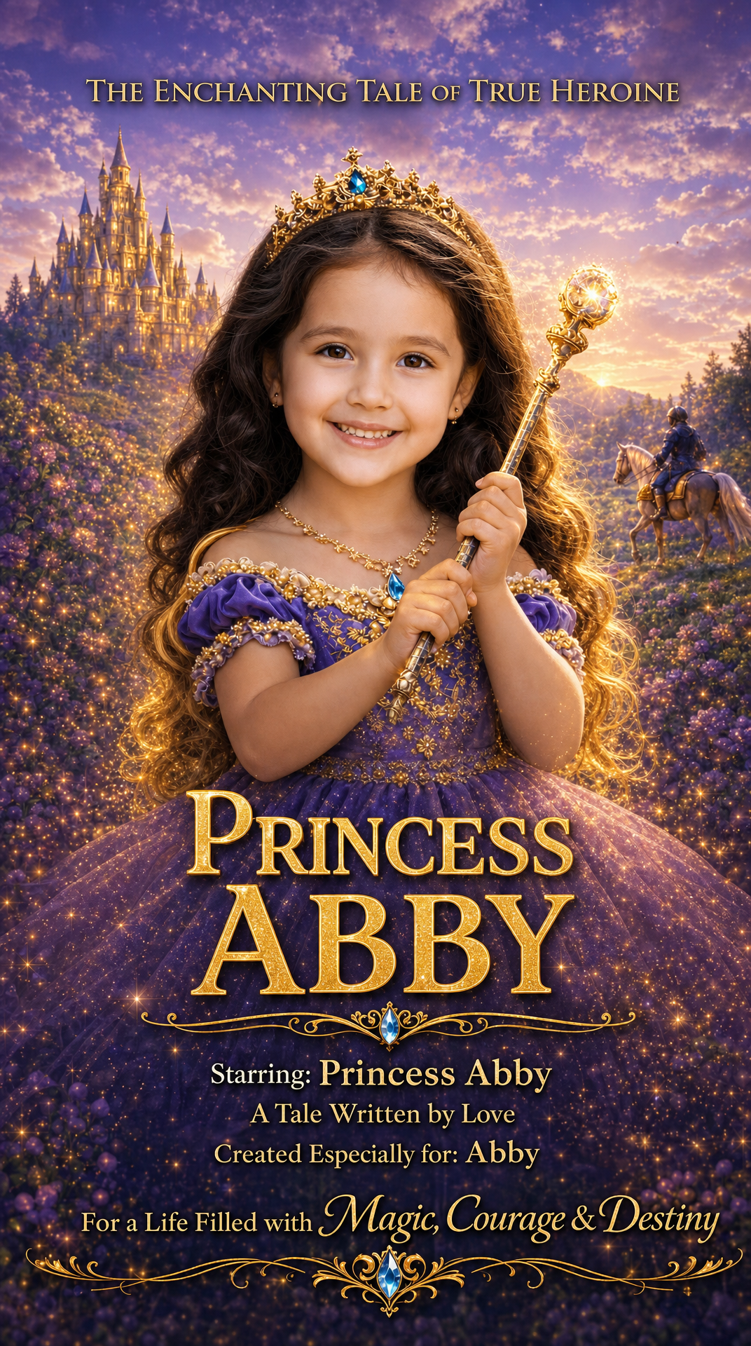 Life-Size - 40" x 28" Premium Personalized Girls Princess Portrait -Vibrant Colors-FREE US Shipping