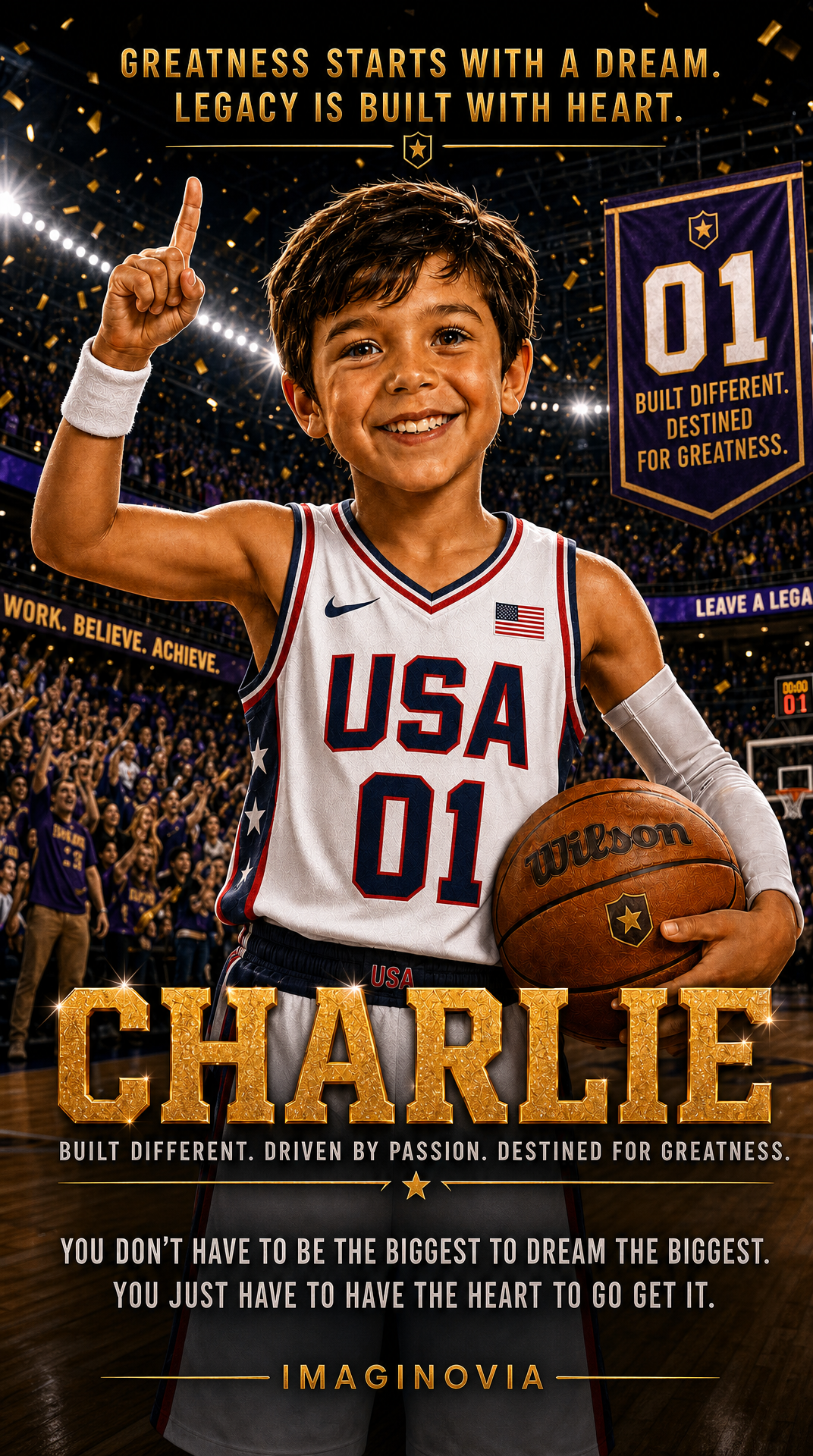 Custom Life-Size Basketball Portrait for Kids
